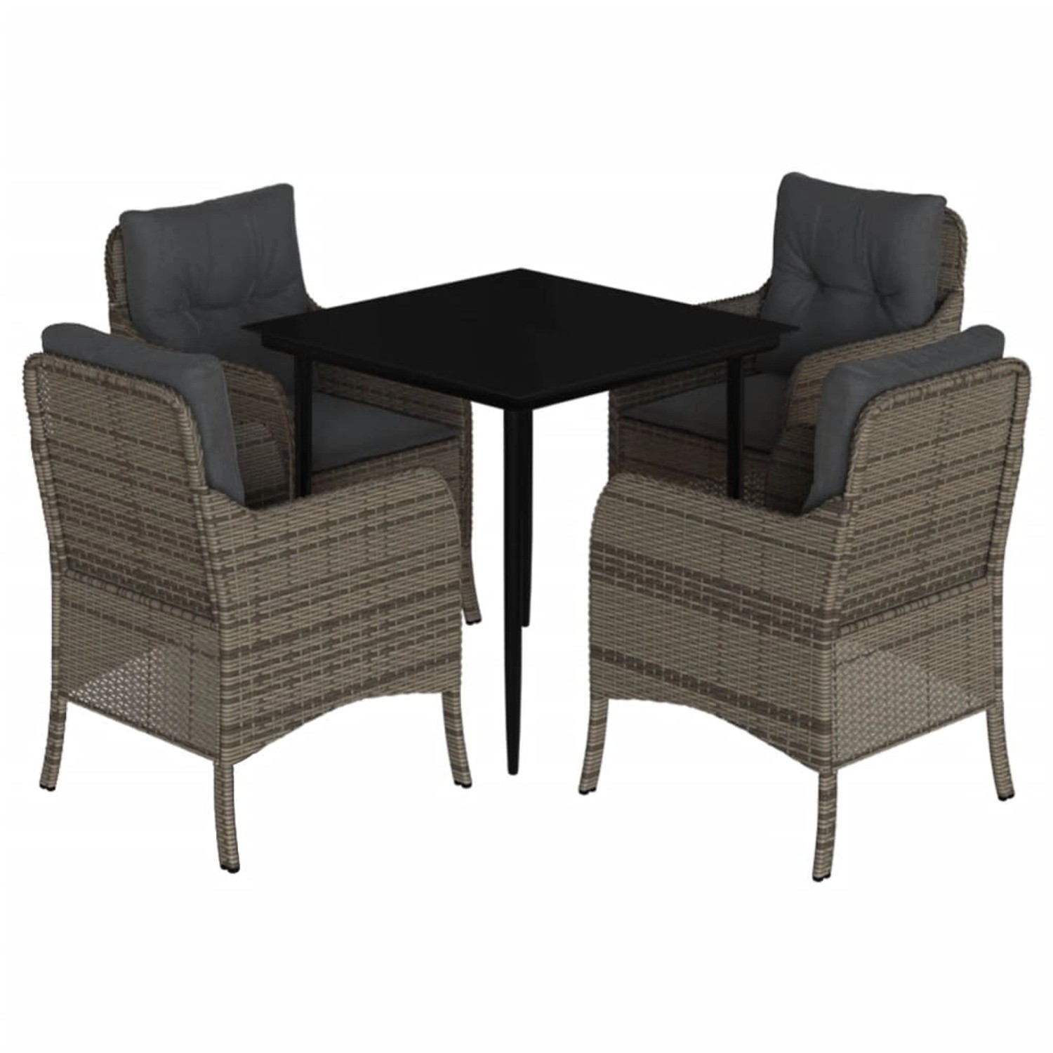 vidaXL 5-Tlg Garten-Essgruppe mit Kissen Grau Poly Rattan 3211949 günstig online kaufen