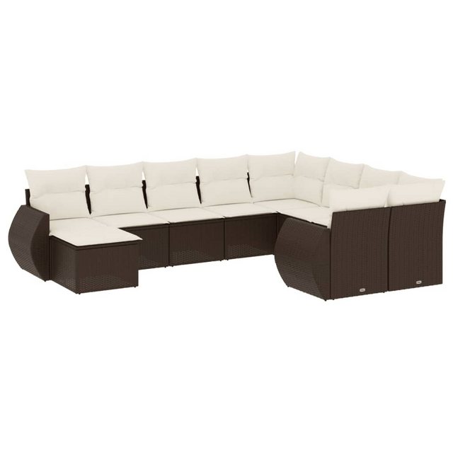 vidaXL Sofaelement 10-tlg. Garten-Sofagarnitur mit Kissen Braun Poly Rattan günstig online kaufen