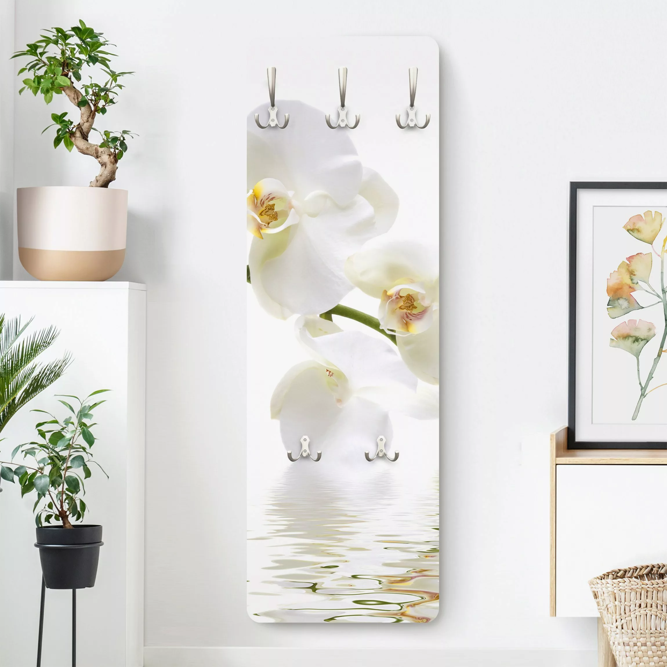 Wandgarderobe Holzpaneel Blumen White Orchid Waters günstig online kaufen