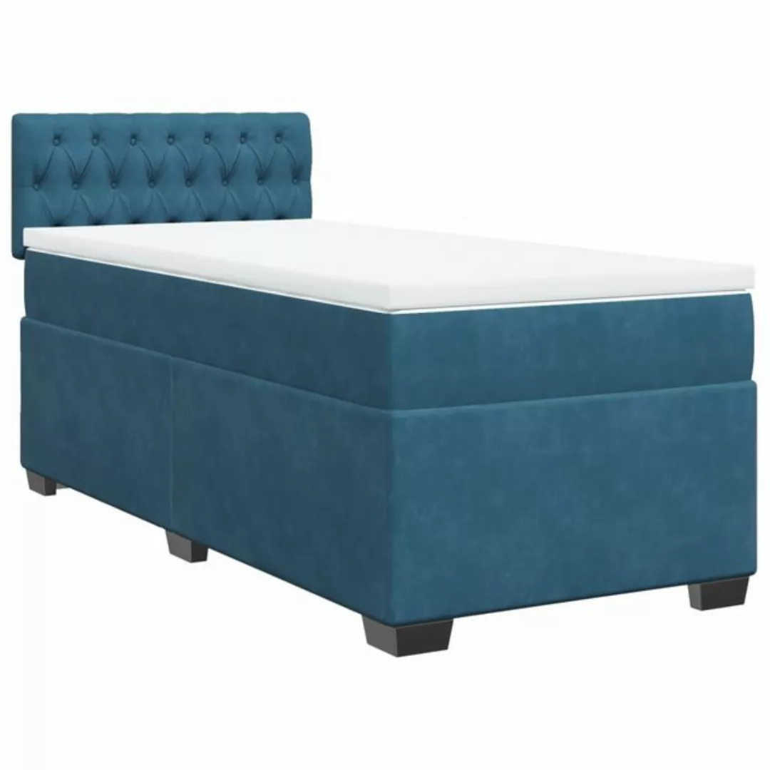 vidaXL Bett Boxspringbett mit Matratze Blau 90x200 cm Samt günstig online kaufen