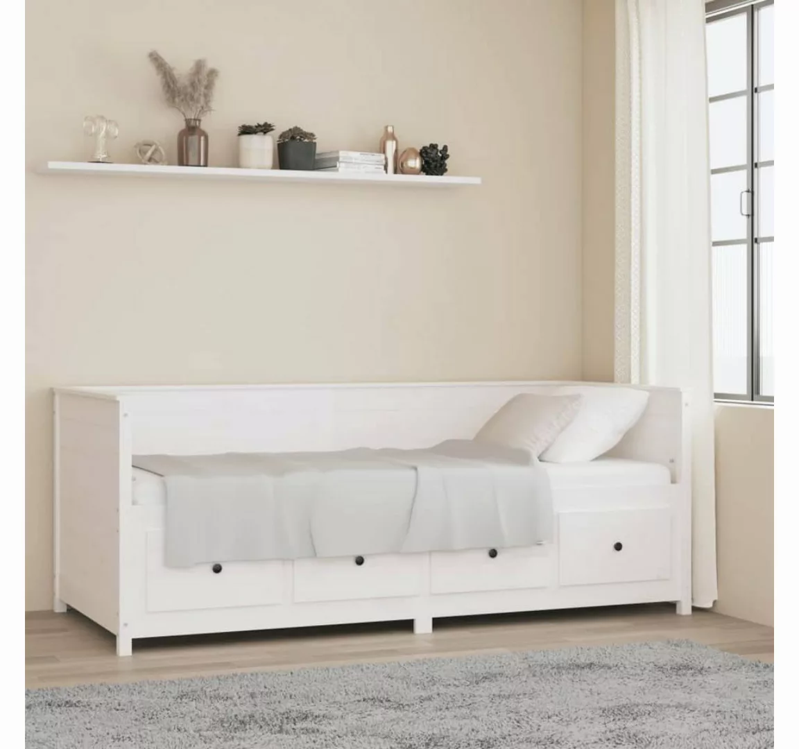 vidaXL Bettgestell Tagesbett Weiß 80x200 cm Massivholz Kiefer Bett Bettgest günstig online kaufen