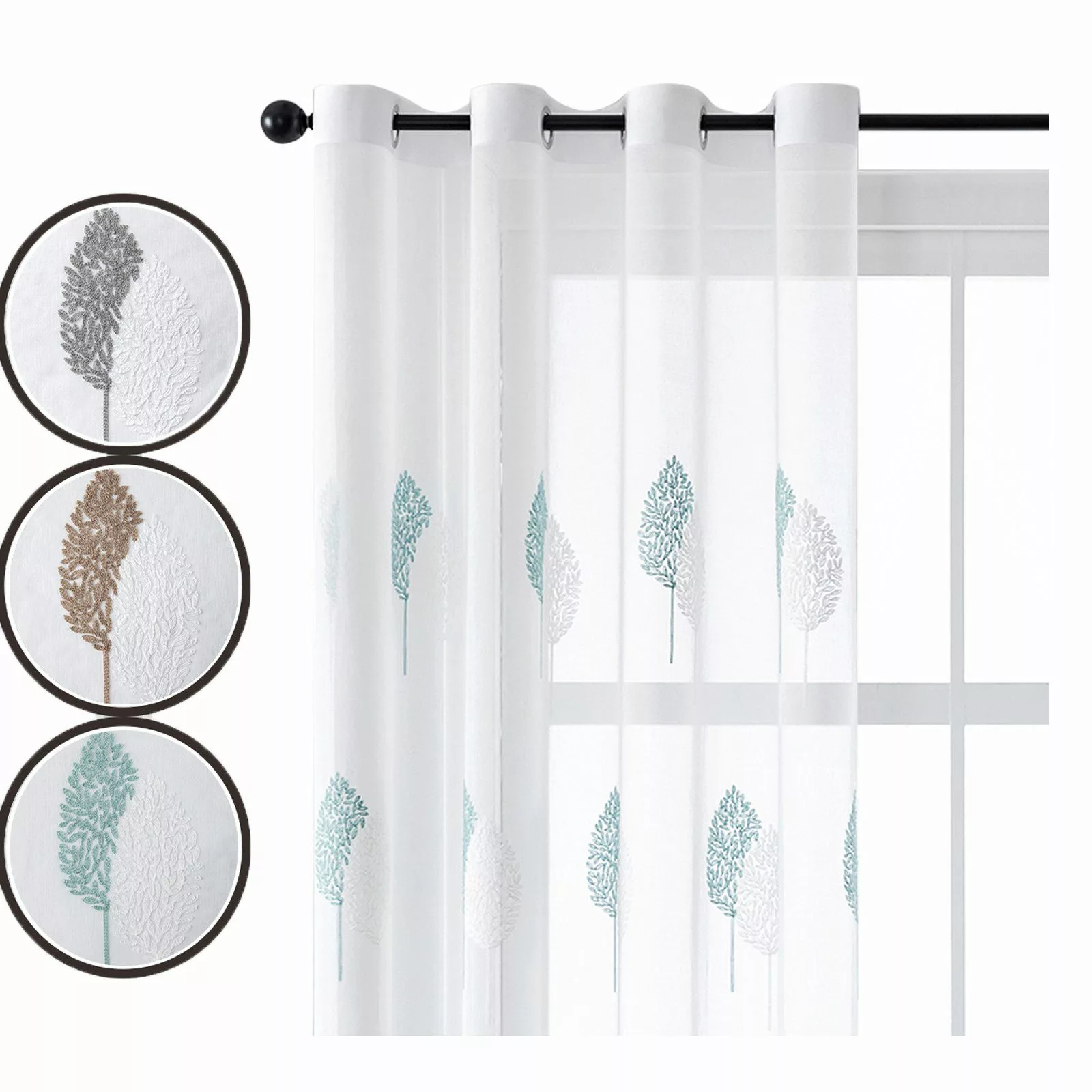 Jibenhome Schiebegardine 2-er Set Voile Gardine günstig online kaufen