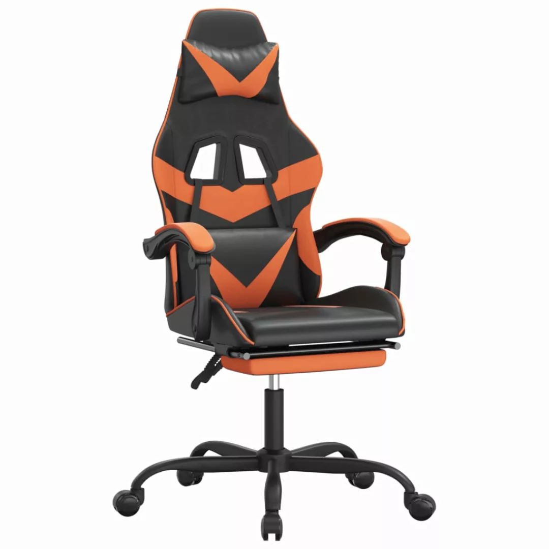 Vidaxl Gaming-stuhl Mit Fußstütze Drehbar Schwarz & Orange Kunstleder günstig online kaufen