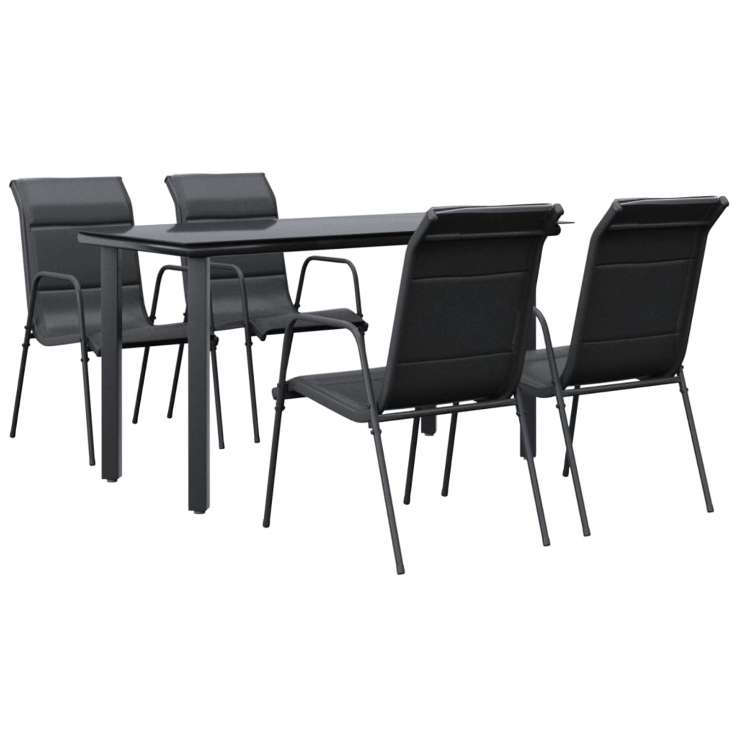 vidaXL 5-Tlg Garten-Essgruppe Schwarz Stahl und Textilene 3200712 günstig online kaufen