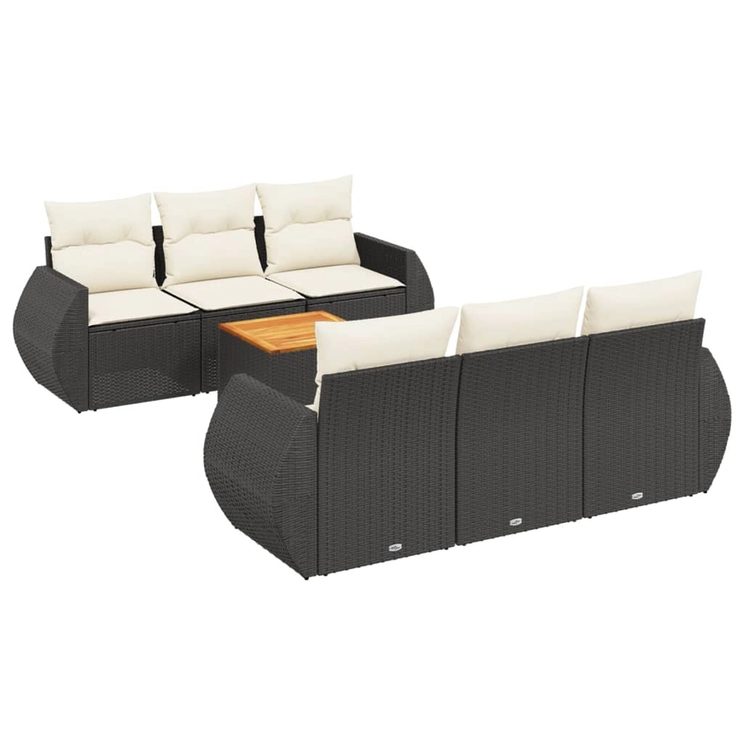 vidaXL 7-Tlg Garten-Sofagarnitur mit Kissen Schwarz Poly Rattan 3257225 günstig online kaufen