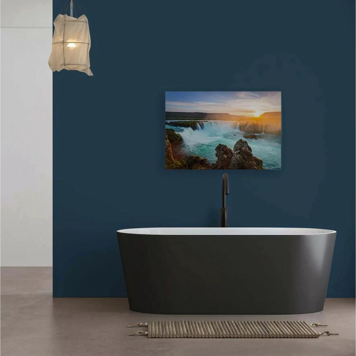 Bricoflor Leinwandbild 120X80 Cm Wasserfall Deko Bild Für Badezimmer Und Sc günstig online kaufen