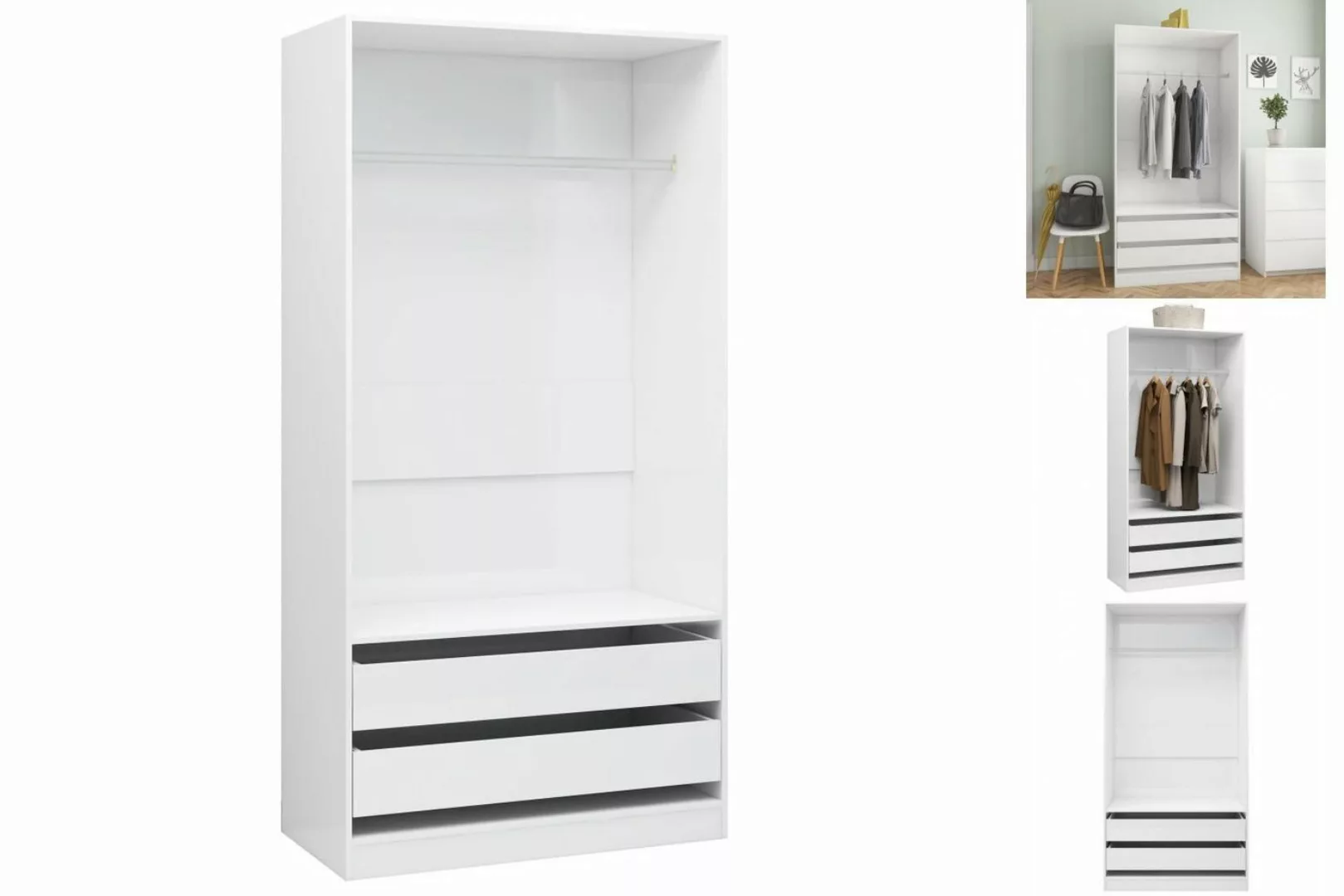 vidaXL Kleiderschrank Kleiderschrank Hochglanz-Weiß 10050200 cm Spanplatte günstig online kaufen