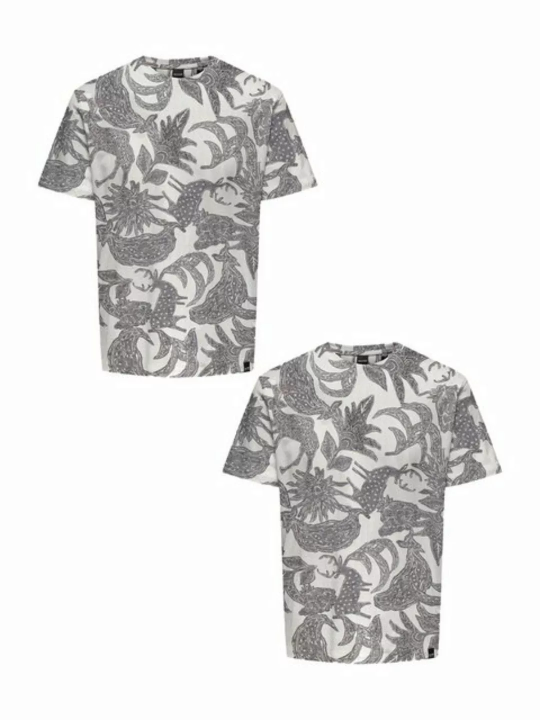 ONLY & SONS T-Shirt T-Shirt 2er-Set Rundhals Kurzarm (1-tlg) 7634 in Weiß-2 günstig online kaufen