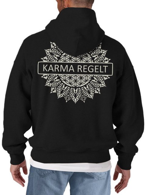 MAKAYA Kapuzenpullover mit Rückenprint Spruch Karma Mandala Hoodie Rückendr günstig online kaufen