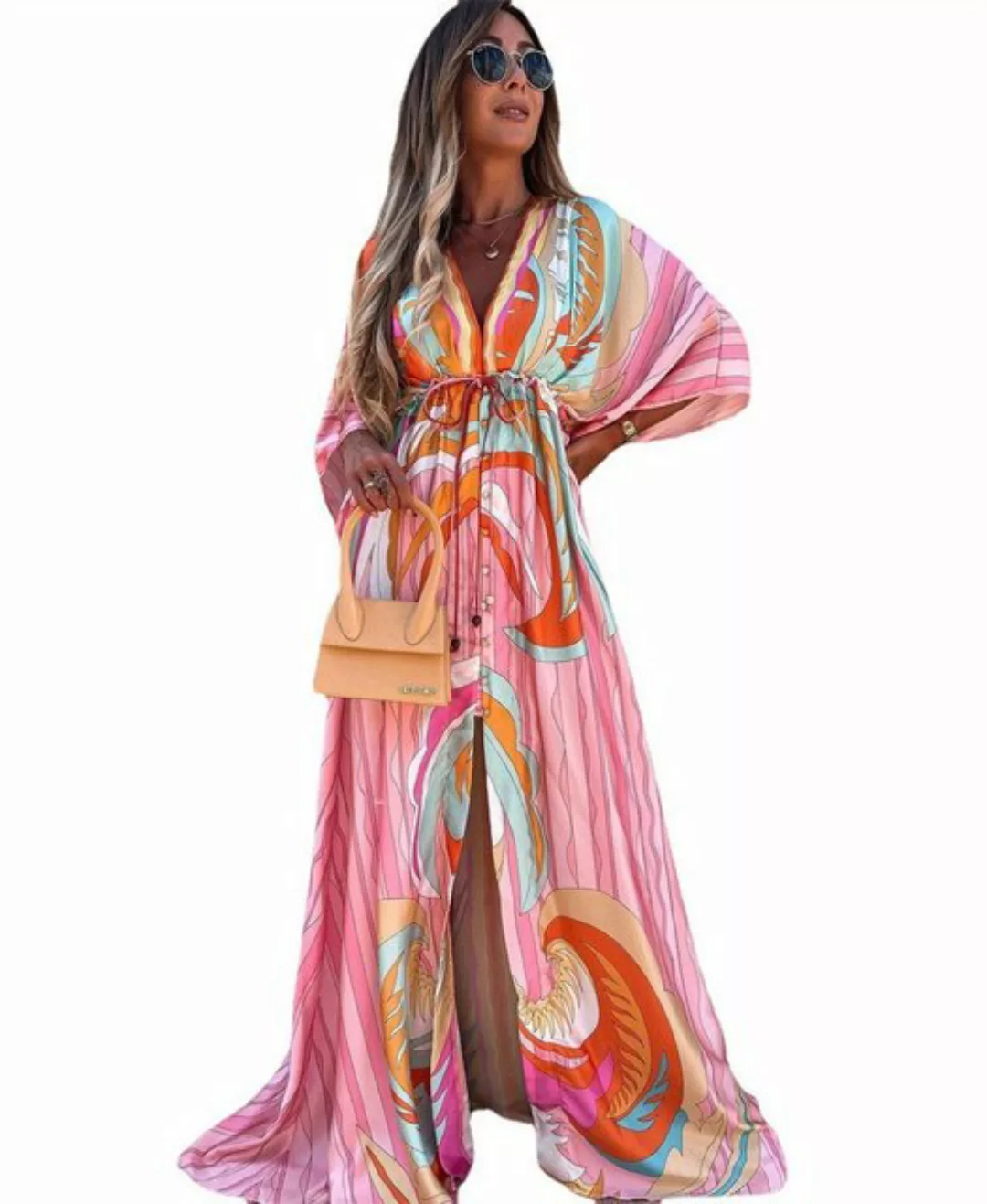 RUZU UG Dirndl Sexy Strandrock mit V-Ausschnitt, lässiges Kleid (1-tlg) günstig online kaufen