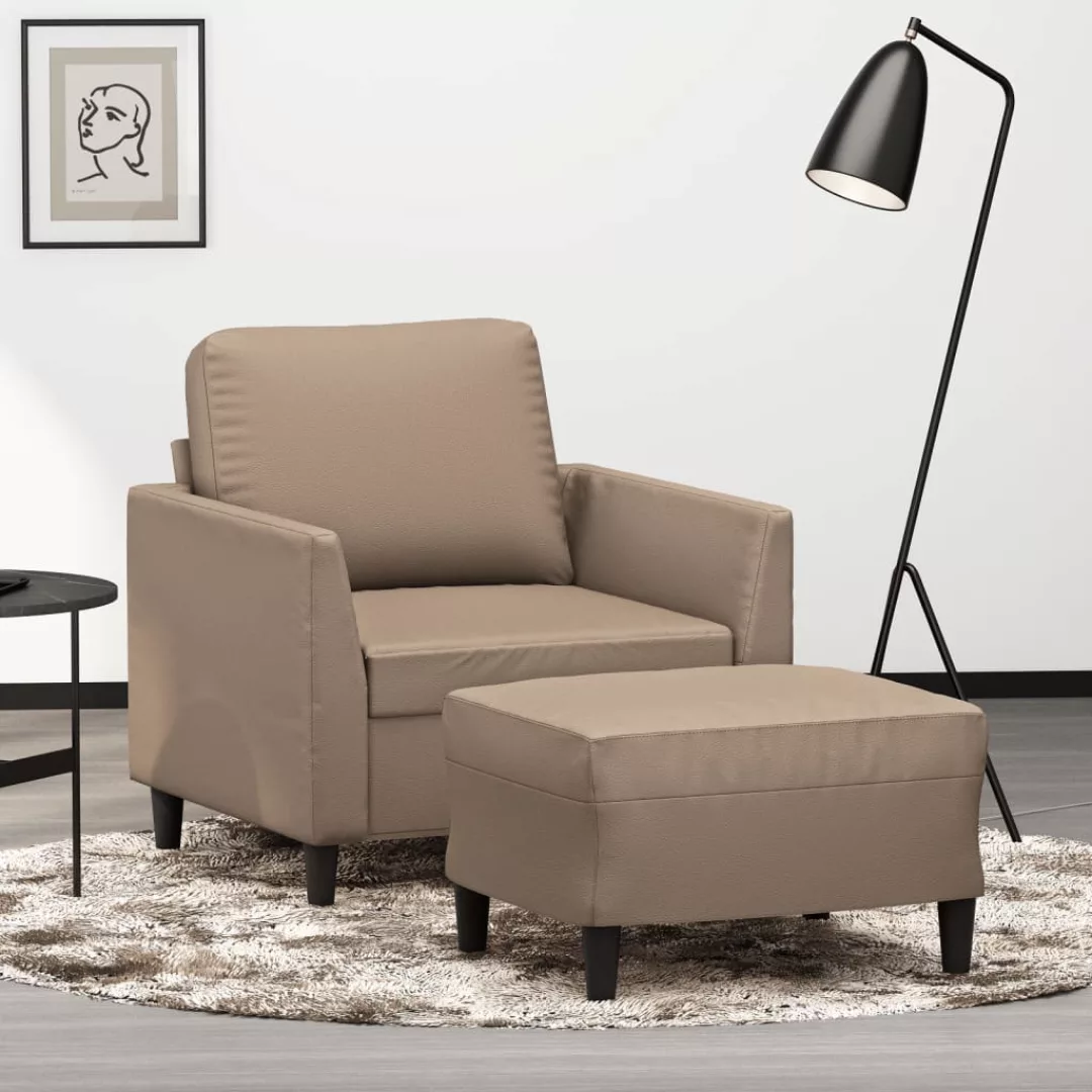 Vidaxl Sessel Mit Hocker Cappuccino-braun 60 Cm Kunstleder günstig online kaufen