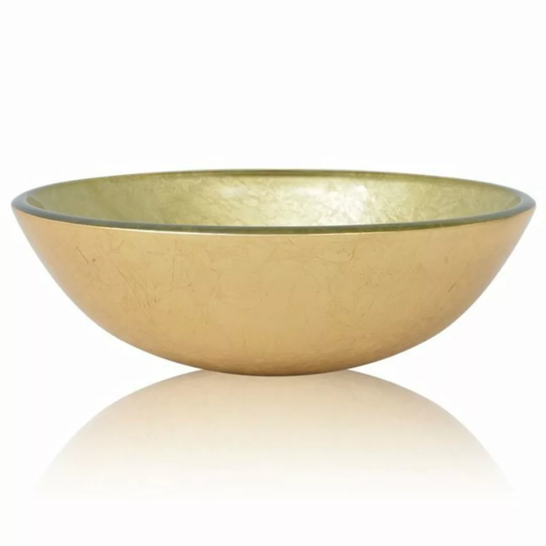 vidaXL Waschbeckenschrank Waschbecken Hartglas 42 cm Gold günstig online kaufen