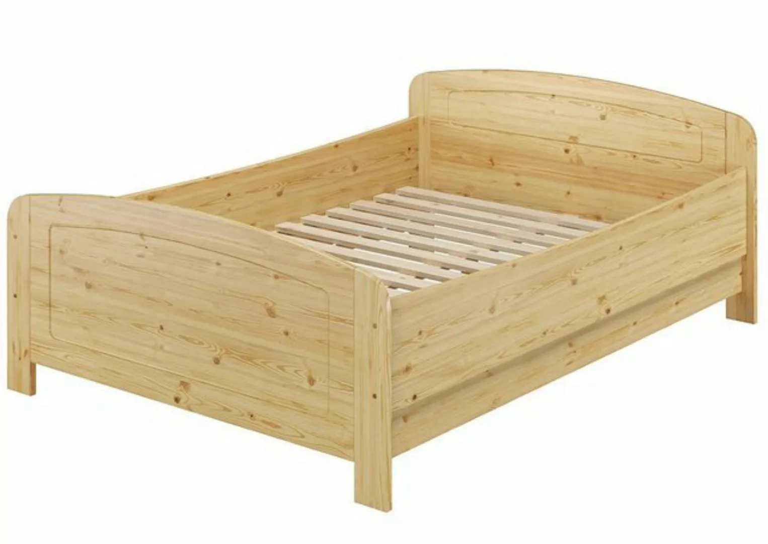 ERST-HOLZ Bett Seniorenbett Doppelbett hohe Sitzkante Kiefer natur + Rollro günstig online kaufen