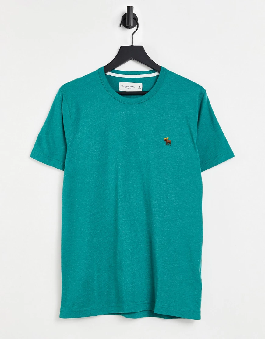 Abercrombie & Fitch – T-Shirt in Grün mit Symbol-Logo günstig online kaufen