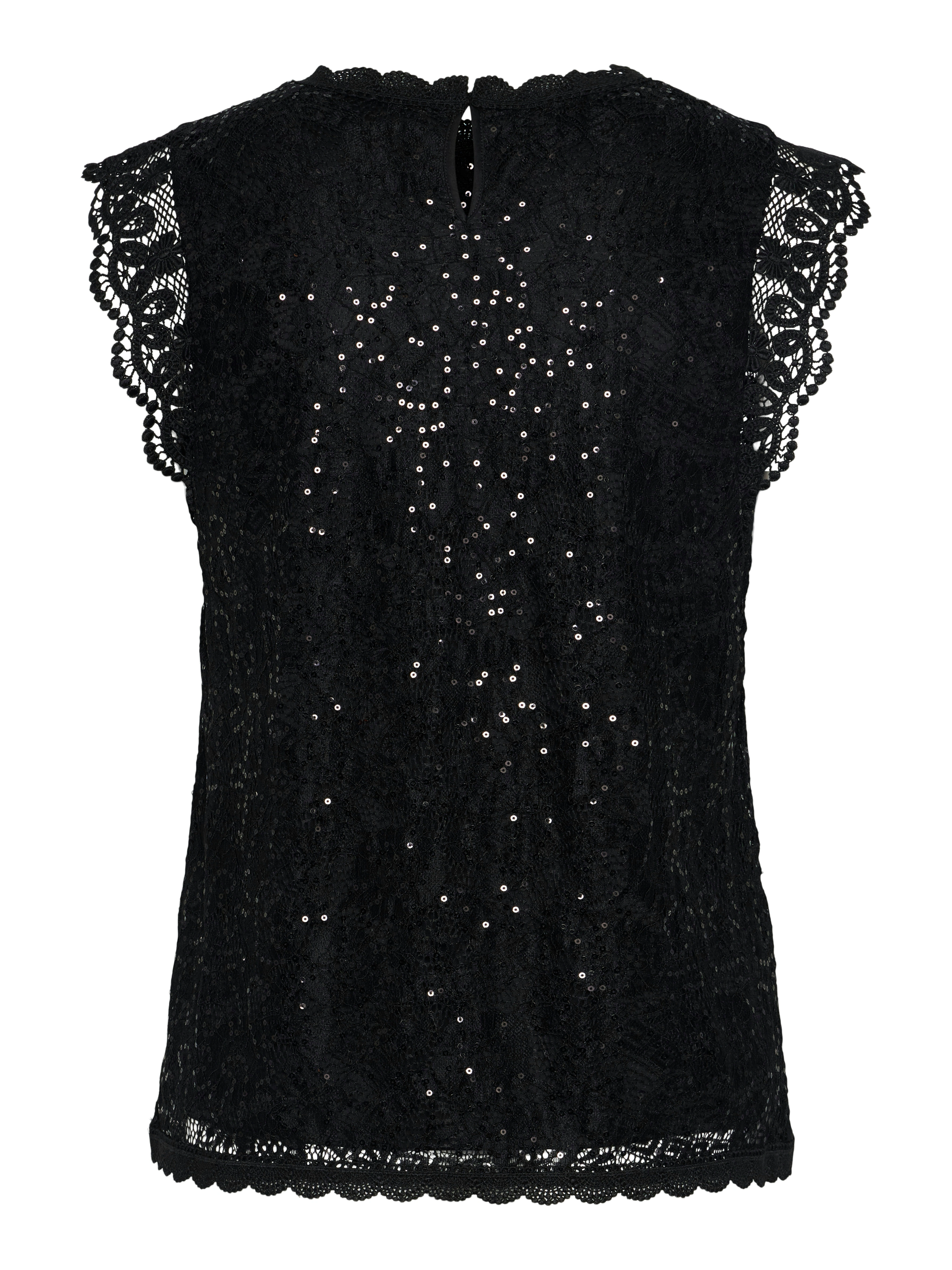 pieces Spitzentop "PCOLLINE SL LACE SEQUINS TOP NOOS" günstig online kaufen