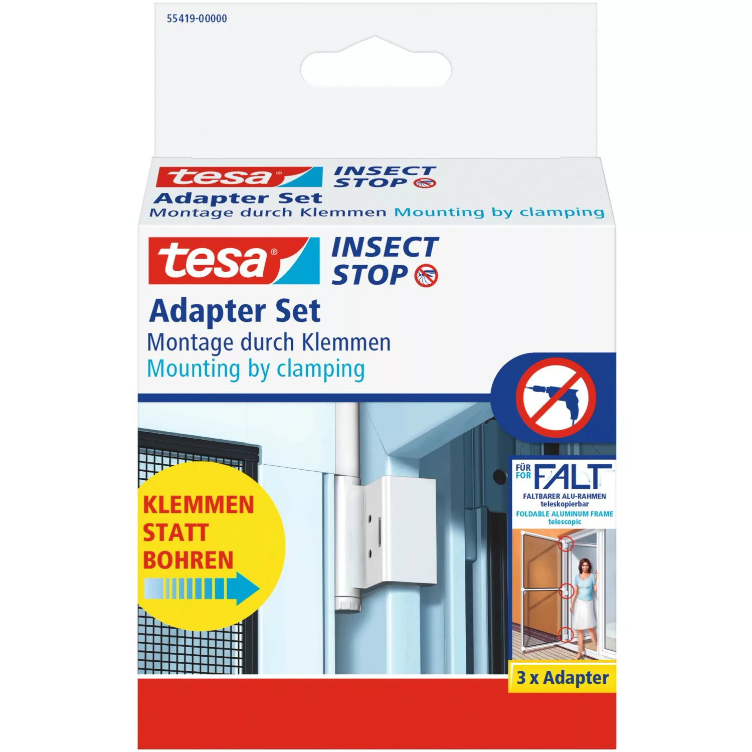 Tesa® Fliegengitter Adapter-Set für faltbare Alu-Türrahmen Falt Weiß günstig online kaufen