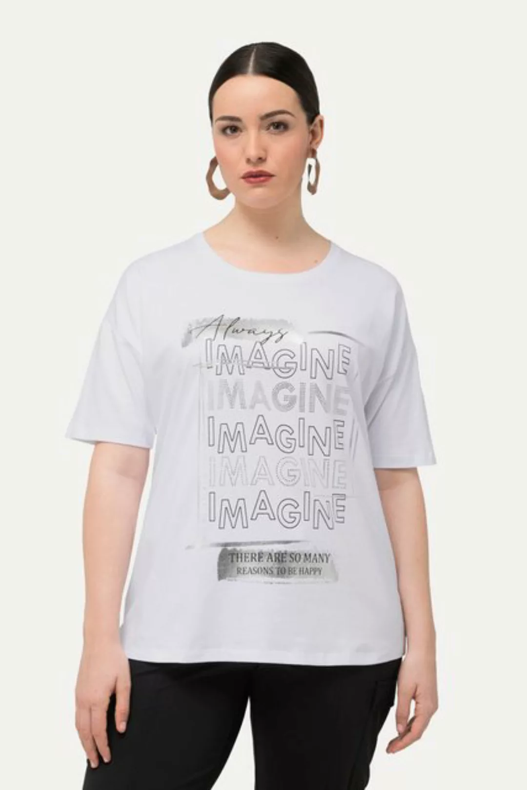 Ulla Popken T-Shirt T-Shirt Imagine Ziersteine Rundhals Halbarm günstig online kaufen