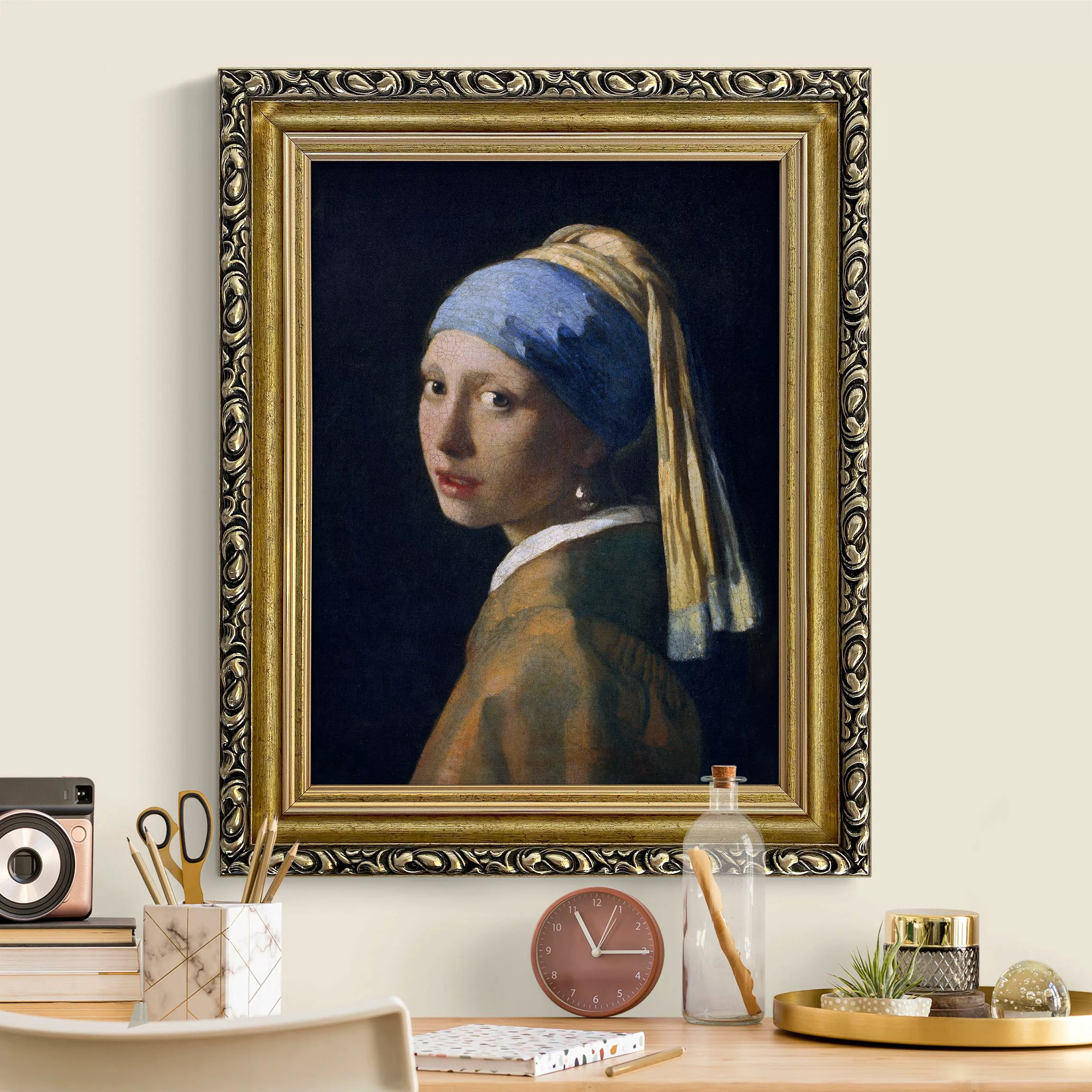 Gerahmtes Leinwandbild Jan Vermeer van Delft - Das Mädchen mit dem Perlenoh günstig online kaufen