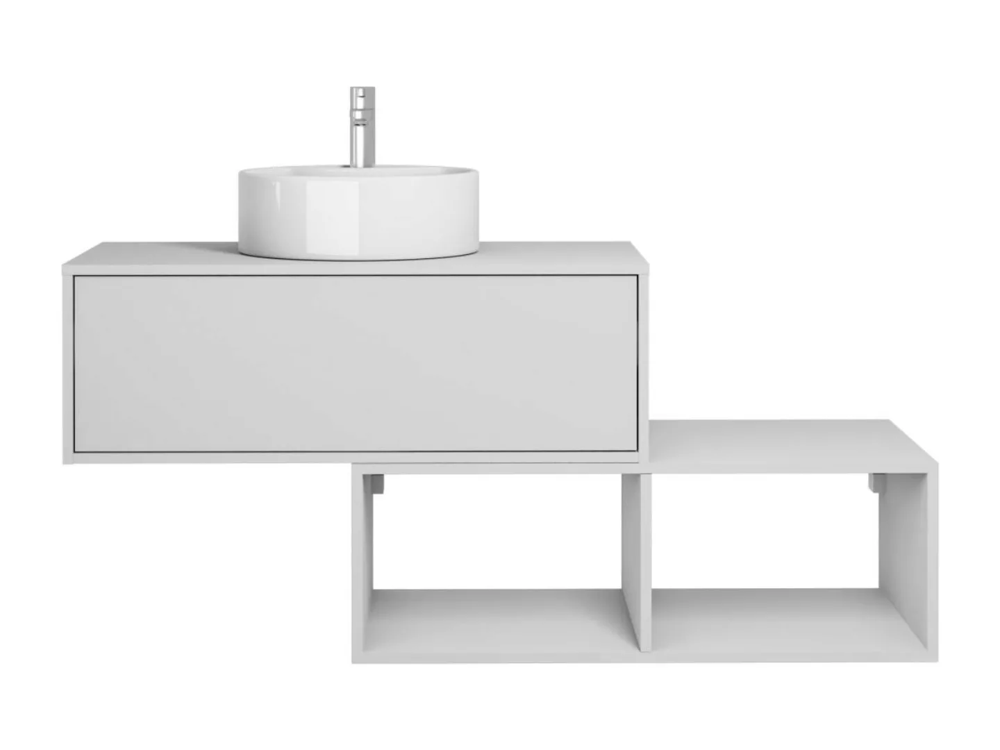 Waschbeckenunterschrank hängend mit rundem Waschbecken - 1 Schublade & 2 Ab günstig online kaufen