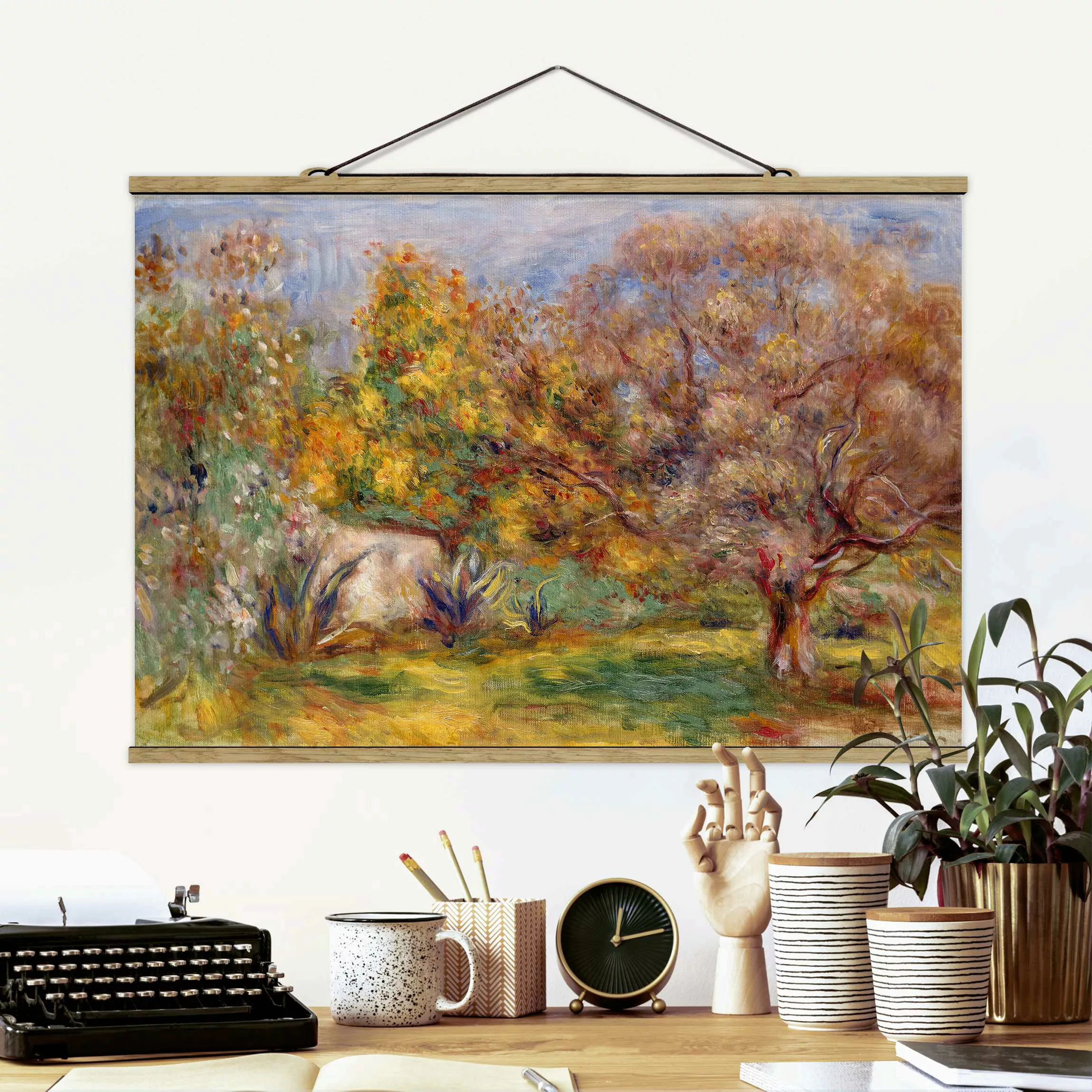 Stoffbild Kunstdruck mit Posterleisten - Querformat Auguste Renoir - Garten günstig online kaufen