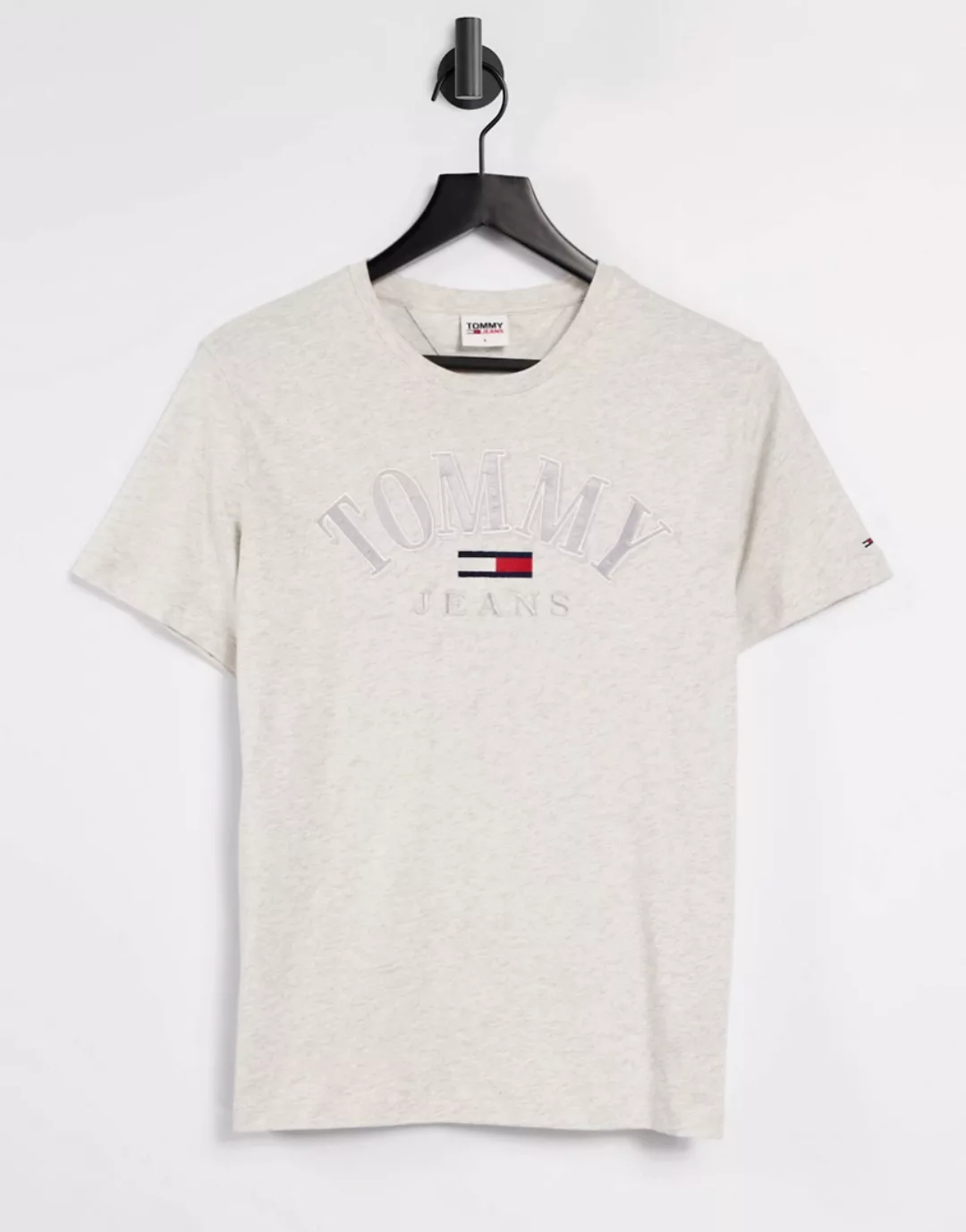 Tommy Jeans – Kurzärmeliges T-Shirt mit Logo in Grau günstig online kaufen