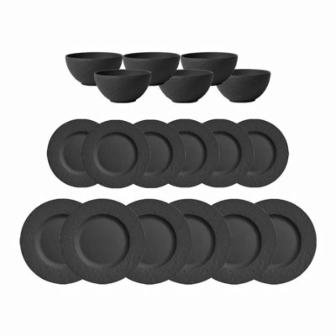 Villeroy & Boch Manufacture Rock Tafelservice 18-teilig schwarz Geschirrset günstig online kaufen