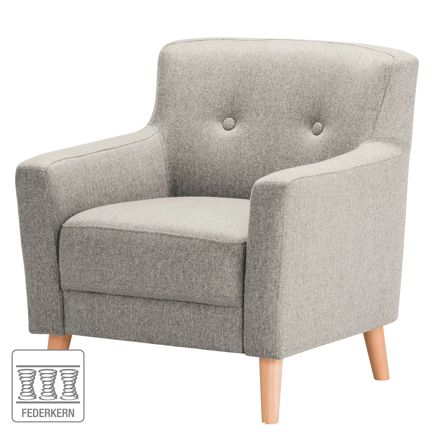 home24 Norrwood Sessel Bette I Grau Webstoff 80x82x80 cm (BxHxT) günstig online kaufen