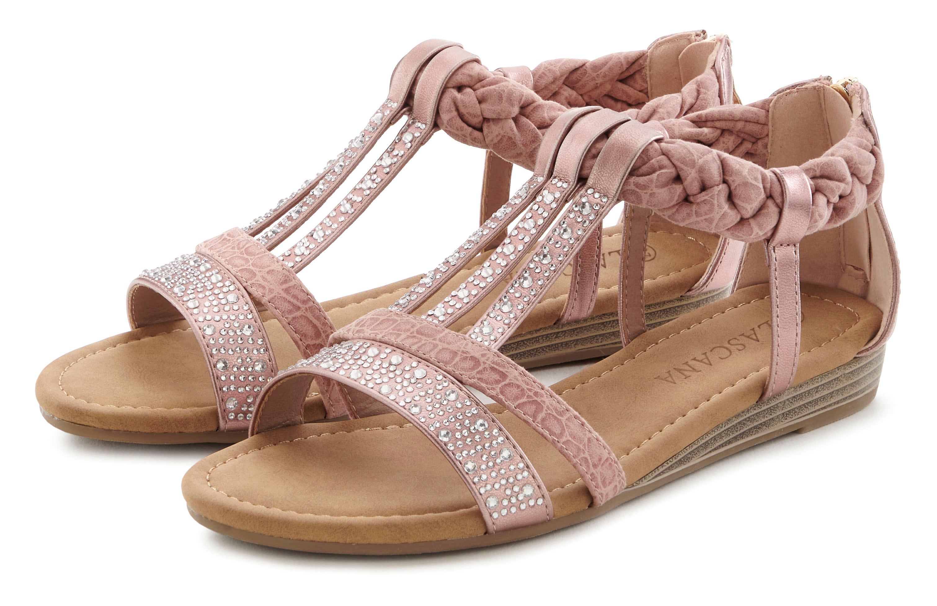 LASCANA Sandale "Sommerschuh, Sandalette", mit Glitzersteinen und kleinem K günstig online kaufen