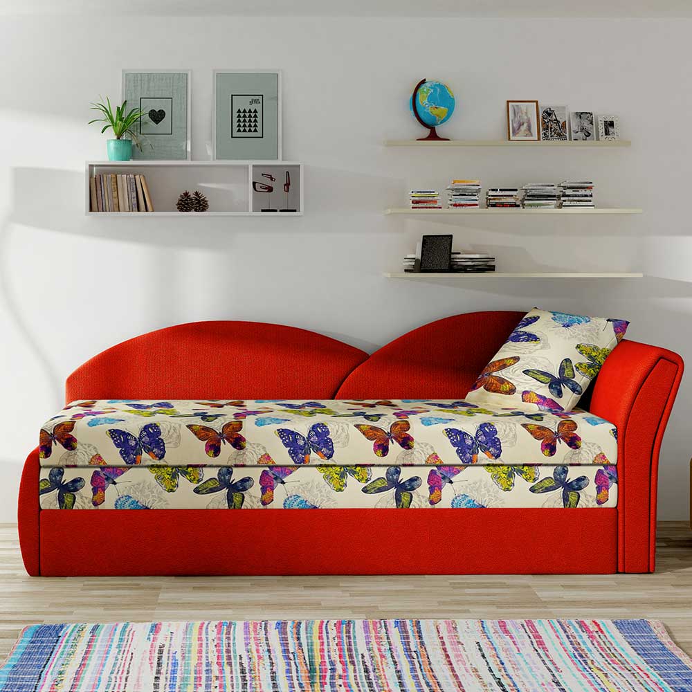 Schlafsofa Liegesofa in modernem Design mit Schmetterling Motiv günstig online kaufen