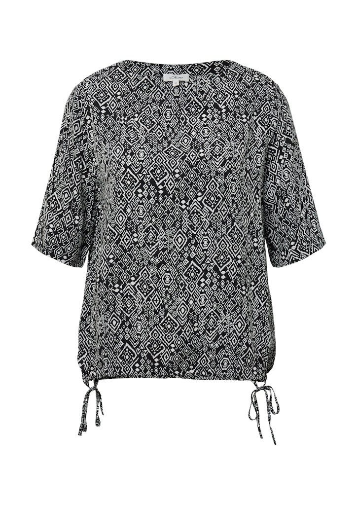 s.Oliver Kurzarmbluse Gemusterte Shirt-Bluse mit verstellbarem günstig online kaufen