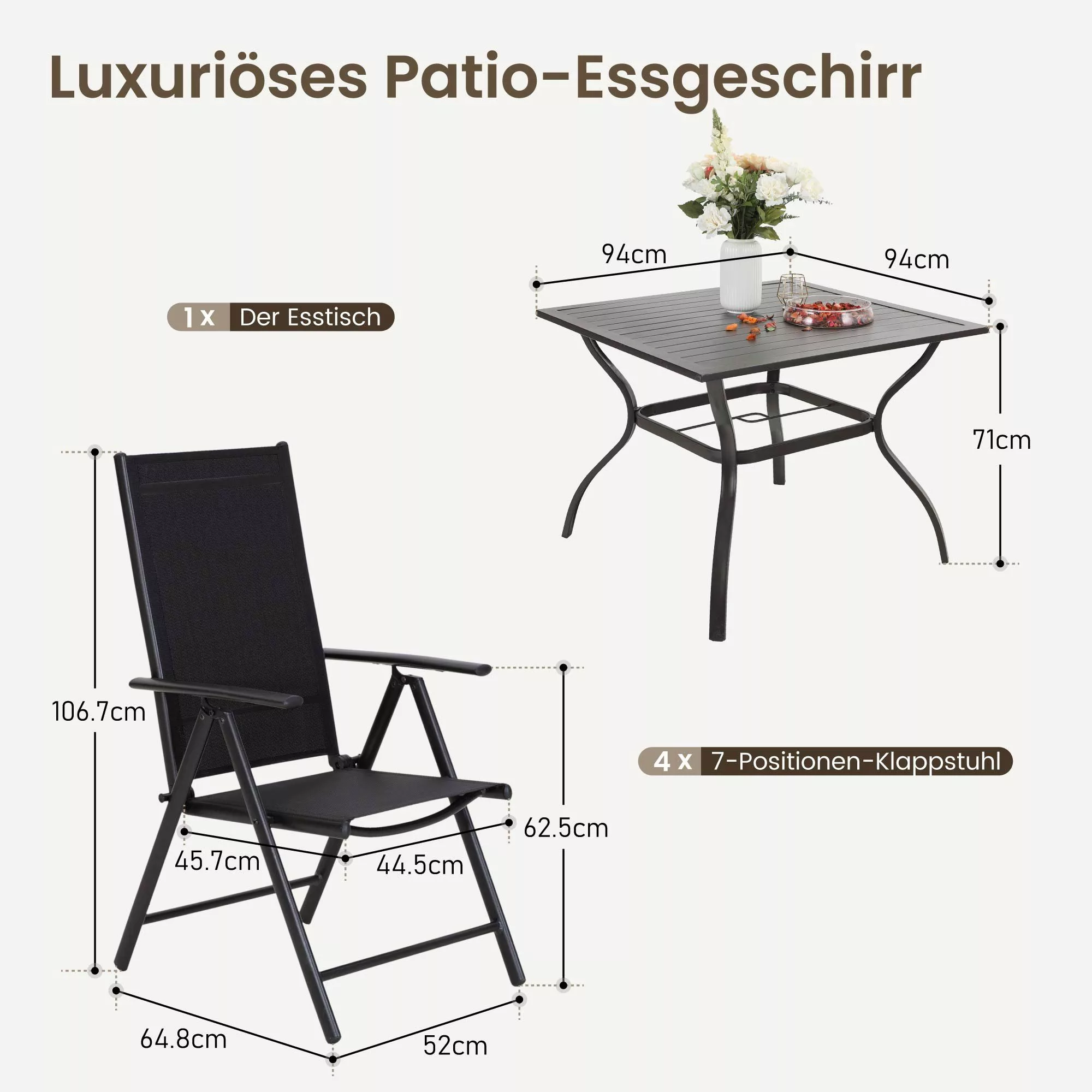 PHI VILLA Garten-Essgruppe, (Outdoor Terrassenmöbel Set günstig online kaufen