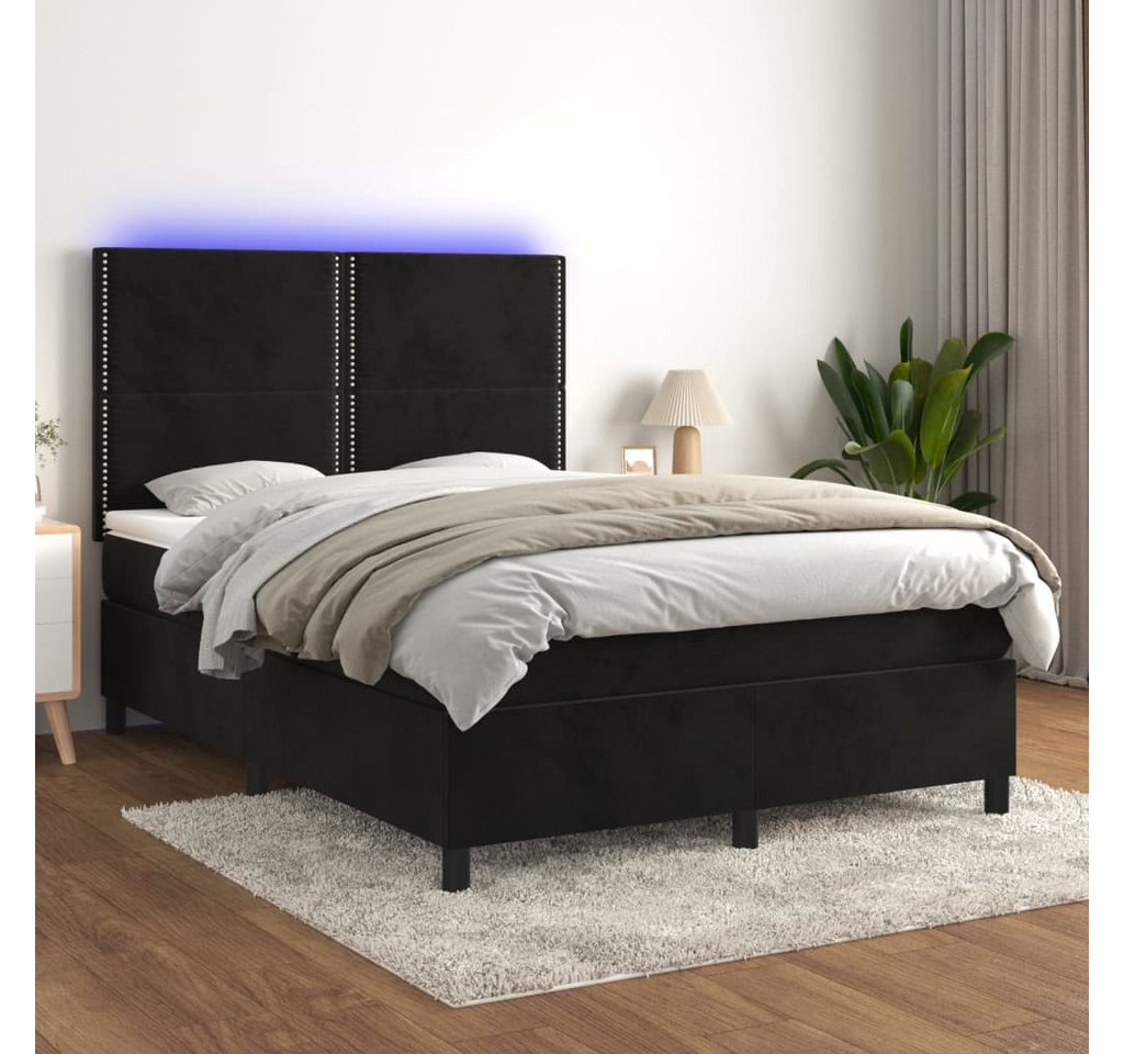 vidaXL Boxspringbett Boxspringbett mit Matratze & LED Samt (140 x 200 cm, S günstig online kaufen