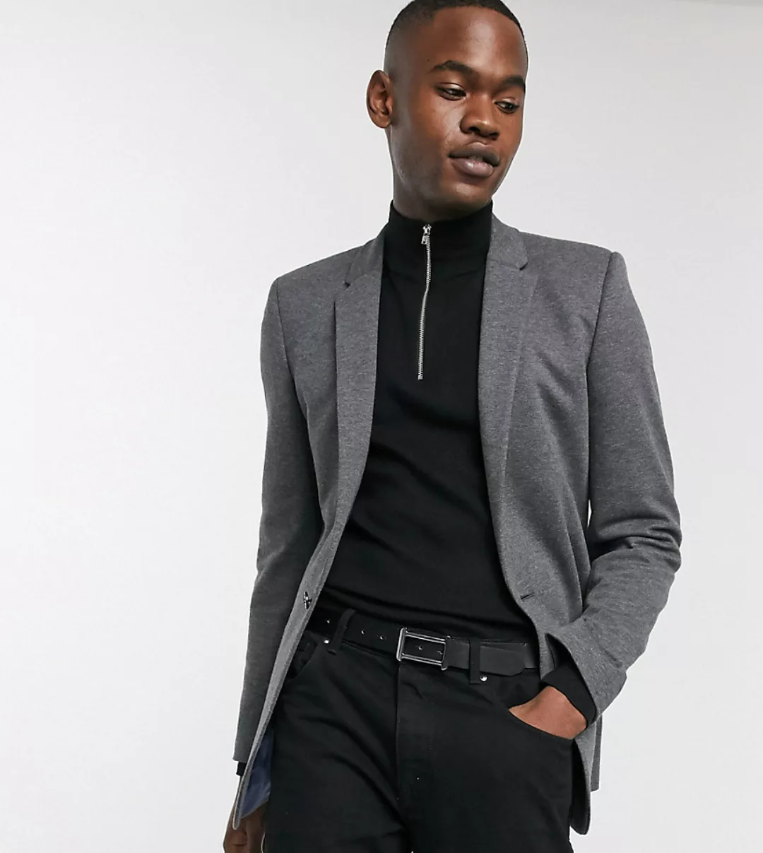 ASOS DESIGN Tall – Sehr eng geschnittener Jersey-Blazer in Anthrazit-Grau günstig online kaufen