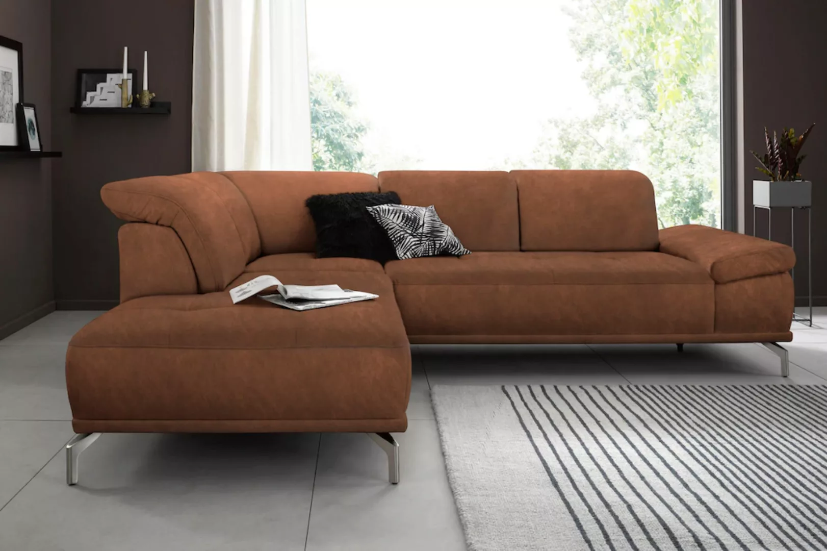 Places of Style Ecksofa Caluna, mit Sitztiefen- und Kopfteilverstellung (5f günstig online kaufen