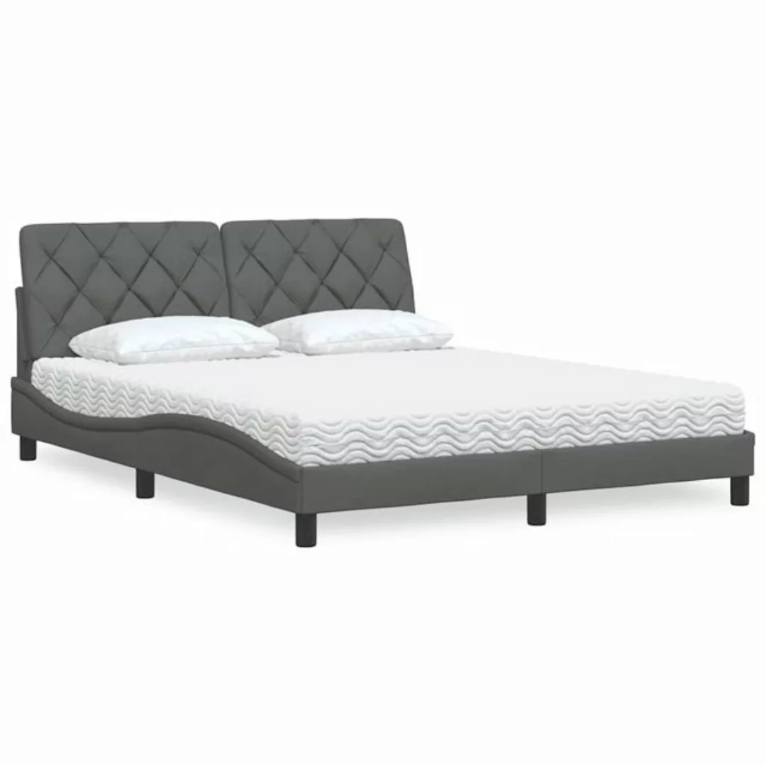 vidaXL Bett, Bett mit Matratze Dunkelgrau 160x200 cm Stoff günstig online kaufen