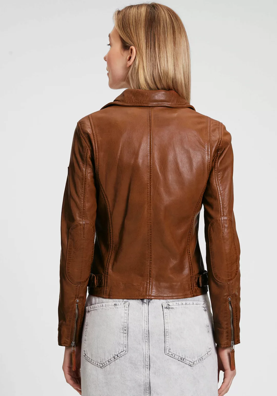 Mauritius Lederjacke MWPaige im Biker-Style asymetrischem Reißverschluss, R günstig online kaufen