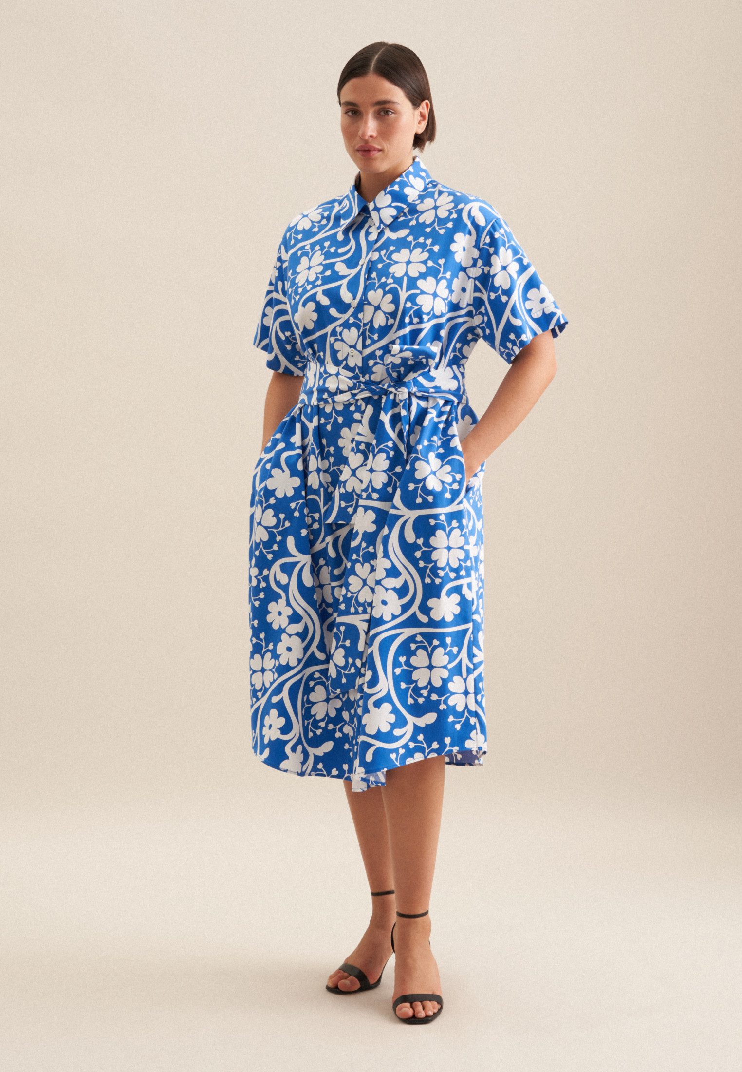 seidensticker Sommerkleid Schwarze Rose Kurzarm Kragen günstig online kaufen