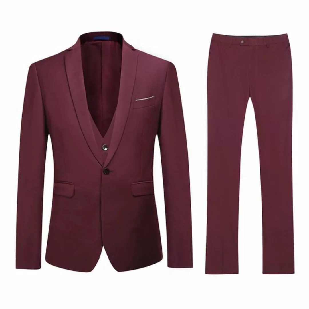 Allthemen Anzug (3 tlg, Sakko & Weste & Hose) Slim Fit Herrenanzug für Busi günstig online kaufen