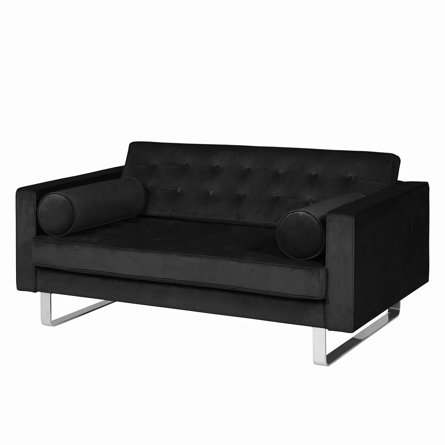 home24 Fredriks Sofa Chelsea III 2-Sitzer Schwarz Microfaser 146x68x85 cm günstig online kaufen
