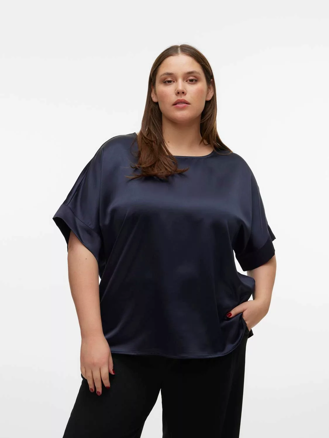 Vero Moda Curve Blusenshirt "VMCMERLE 2/4 O-NECK TOP WVN GA CUR" günstig online kaufen