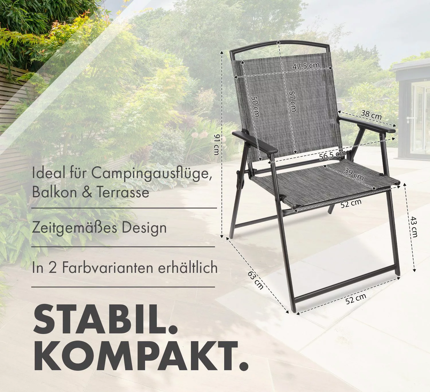 BRUBAKER Campingstuhl Bergamo - Camping Gartenstuhl günstig online kaufen