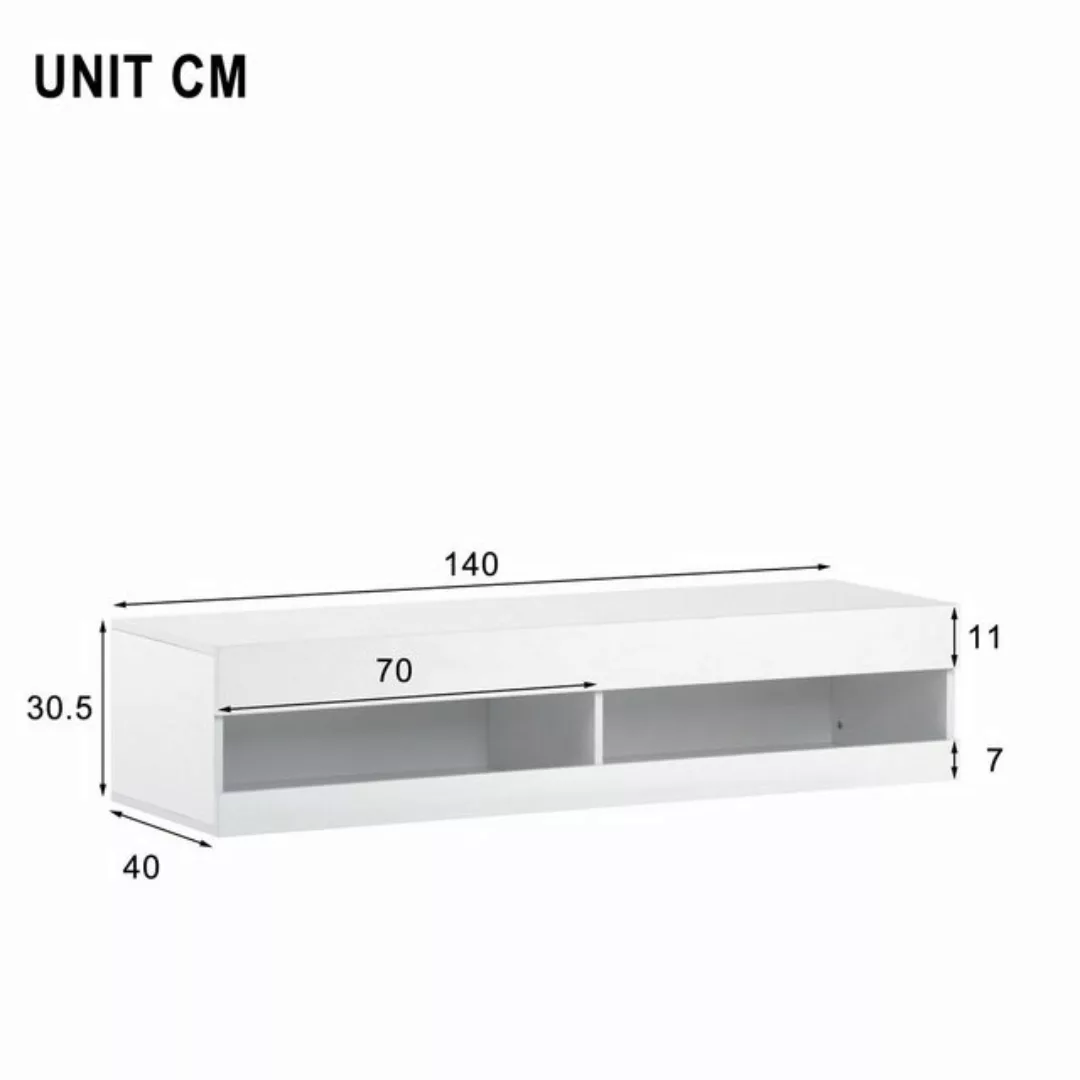Odikalo TV-Schrank TV-Lowboard Sideboard mit 16 LED Stauraum 140x40x30.5cm günstig online kaufen