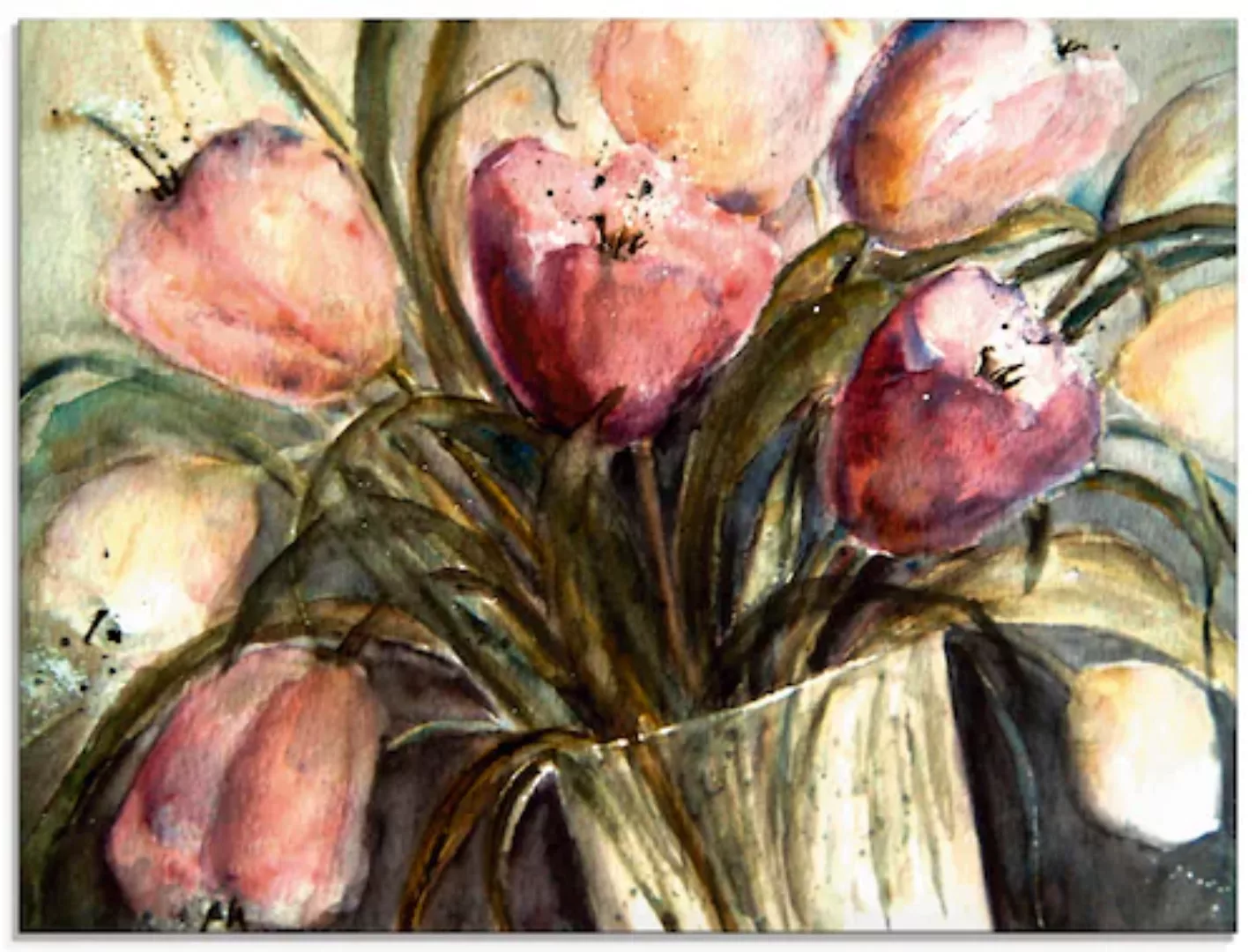 Artland Glasbild »Lila Tulpen in Vase«, Blumen, (1 St.) günstig online kaufen