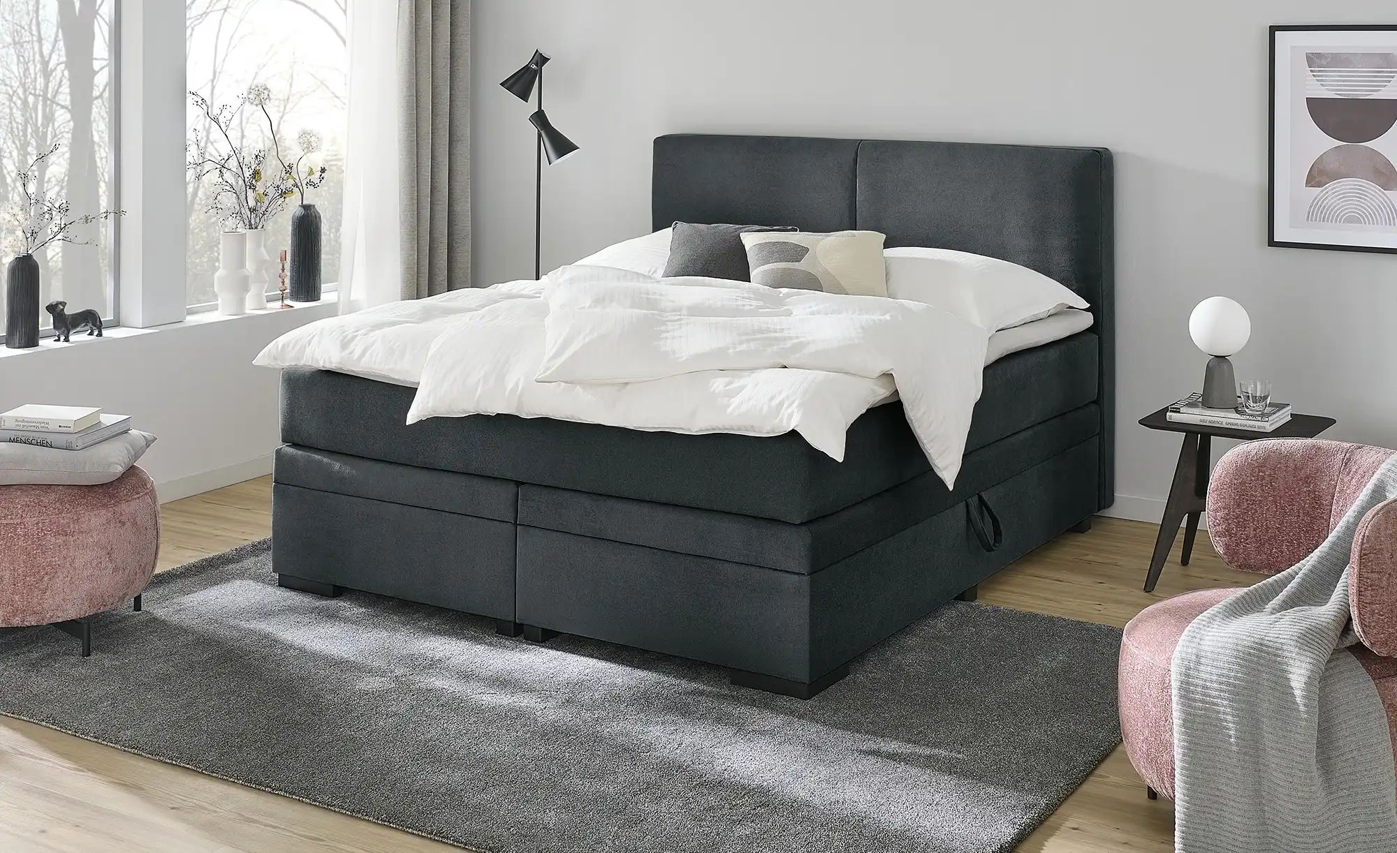 Boxi Boxspringbett mit Bettkasten Boxi Classic ¦ grau ¦ Maße (cm): B: 180 H günstig online kaufen