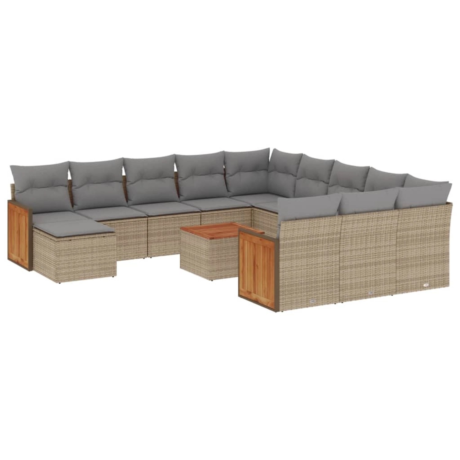vidaXL 13-Tlg Garten-Sofagarnitur mit Kissen Beige Poly Rattan 3228271 günstig online kaufen
