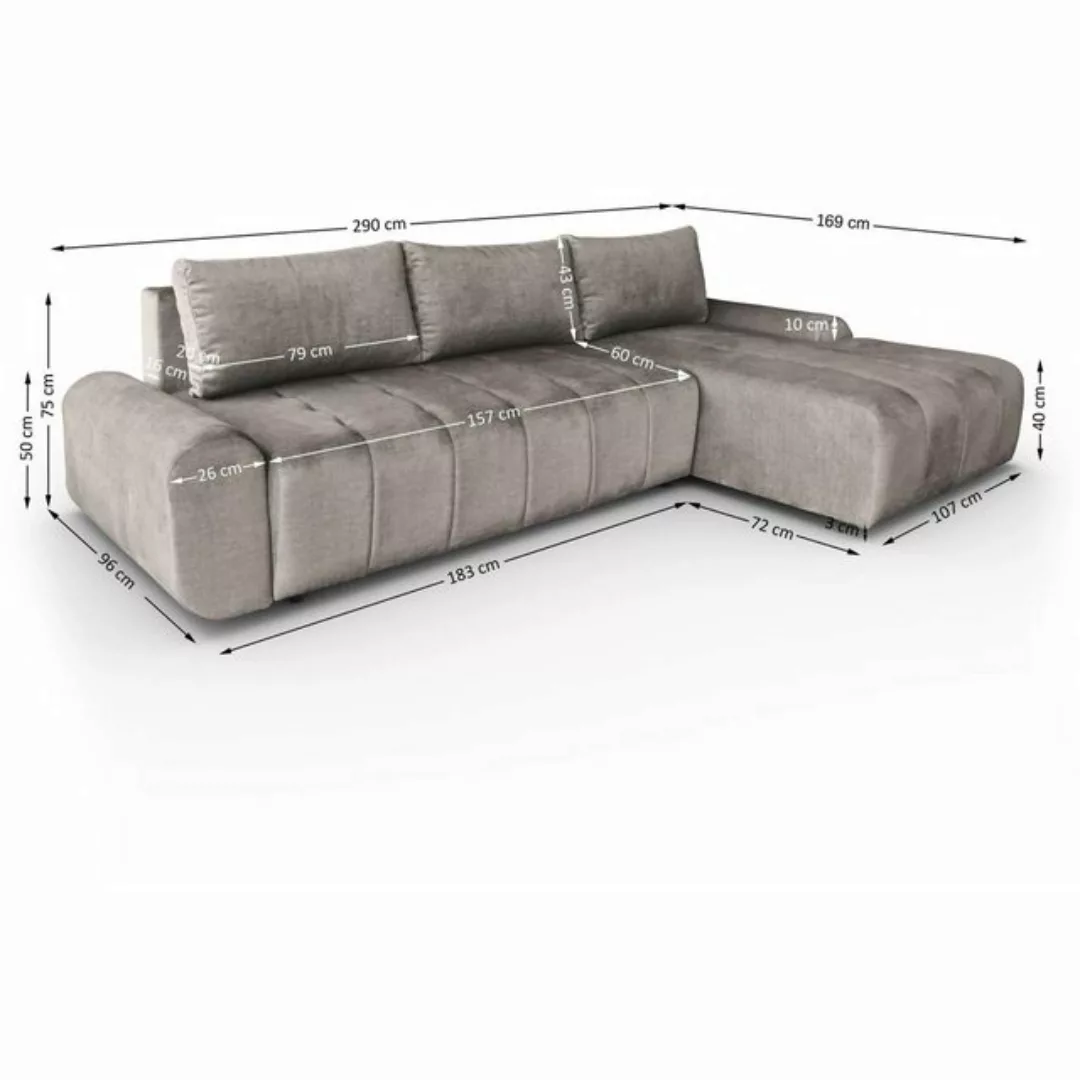 Beautysofa Ecksofa COSTA L, mit Schlaffunktion günstig online kaufen