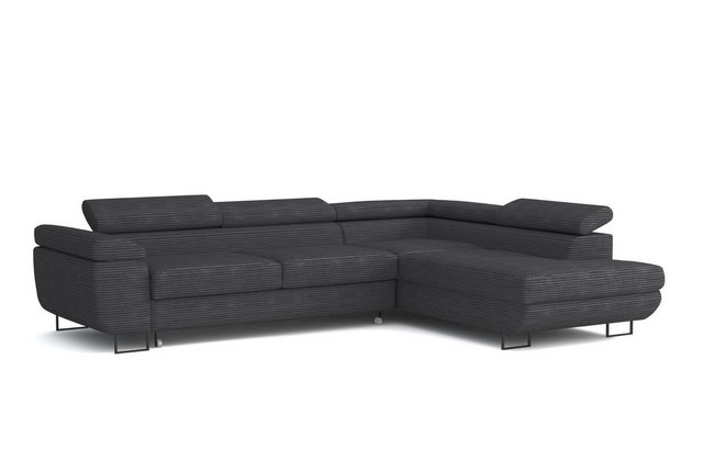 Deine Möbel 24 Wohnlandschaft ASTON Cord-Stoff Samt 277 cm breit Ecksofa So günstig online kaufen