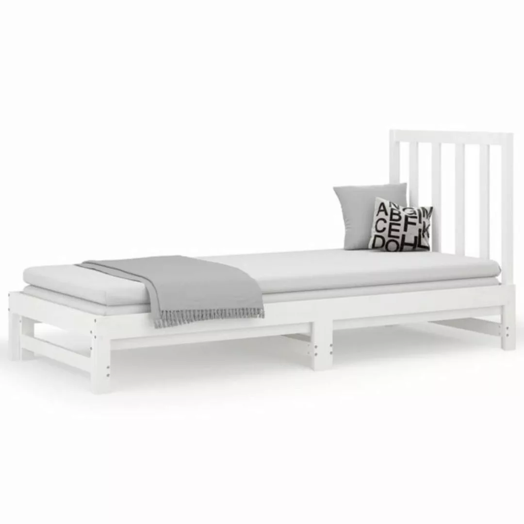 vidaXL Bett Tagesbett Ausziehbar Weiß 2x(90x200) cm Massivholz Kiefer günstig online kaufen