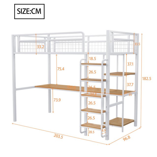 Merax Hochbett (1-St., Metallbett Einzelbett für Kinder- und Jugendzimmer) günstig online kaufen