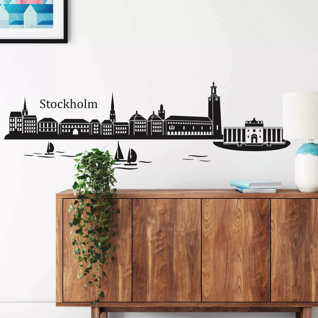 Wall-Art Wandtattoo »XXL Stadt Skyline Stockholm 80cm«, (1 St.), selbstkleb günstig online kaufen